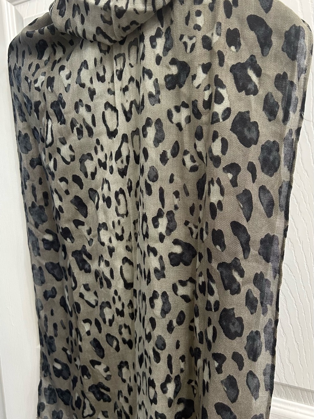 Chaps Taupe Leopard-Print and Black Spots scarf